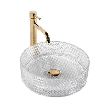 REA-U9670 - Lavoar pentru blat CRISTAL, Ø 35,5 cm, sticlă transparentă