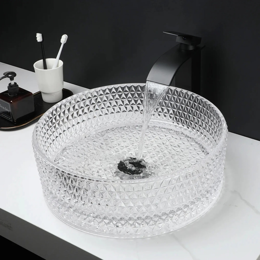 REA-U9670 - Lavoar pentru blat CRISTAL, Ø 35,5 cm, sticlă transparentă