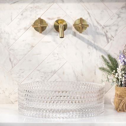 REA-U9670 - Lavoar pentru blat CRISTAL, Ø 35,5 cm, sticlă transparentă