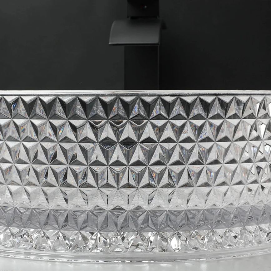 REA-U9670 - Lavoar pentru blat CRISTAL, Ø 35,5 cm, sticlă transparentă