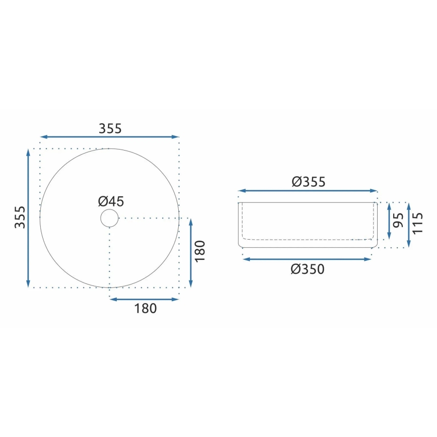REA-U9671 - Lavoar pentru montaj pe blat CRISTAL Ø 35,5 cm sticlă/gri fumuriu