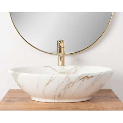 REA-U9685 - Lavoar pentru blat PAMELA 33x53 cm ceramică/finisaj marmură