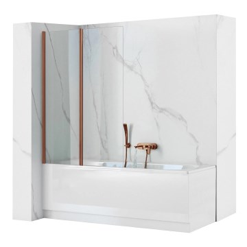 REA-W5696 - Paravan de cadă pliabil AGAT, 140 x 80 cm, cupru periat / transparent