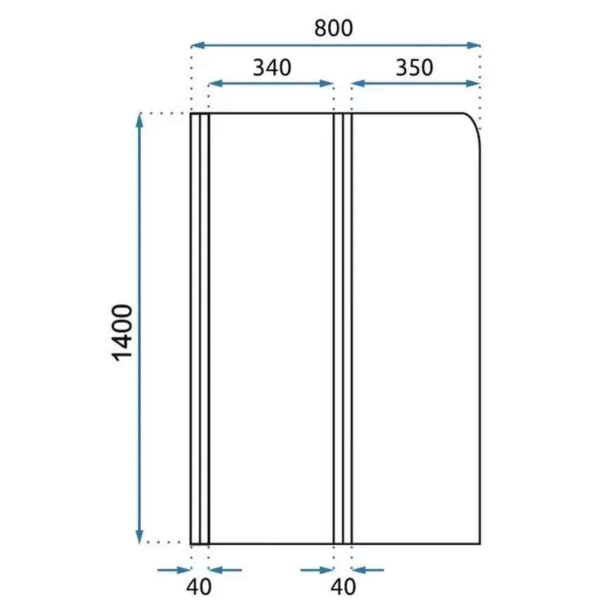 REA-W5696 - Paravan de cadă pliabil AGAT, 140 x 80 cm, cupru periat / transparent
