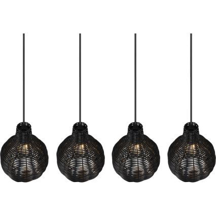 Reality - Lustră pe cablu SPROUT 4xE14/30W/230V negru/ratan
