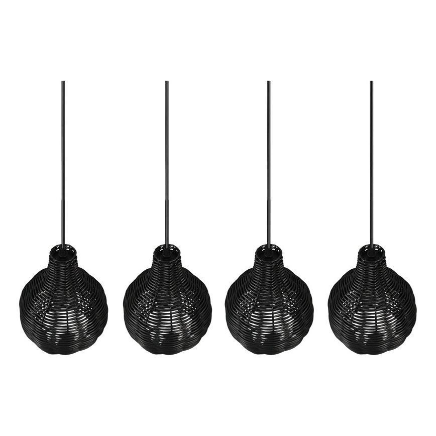 Reality - Lustră pe cablu SPROUT 4xE14/30W/230V negru/ratan