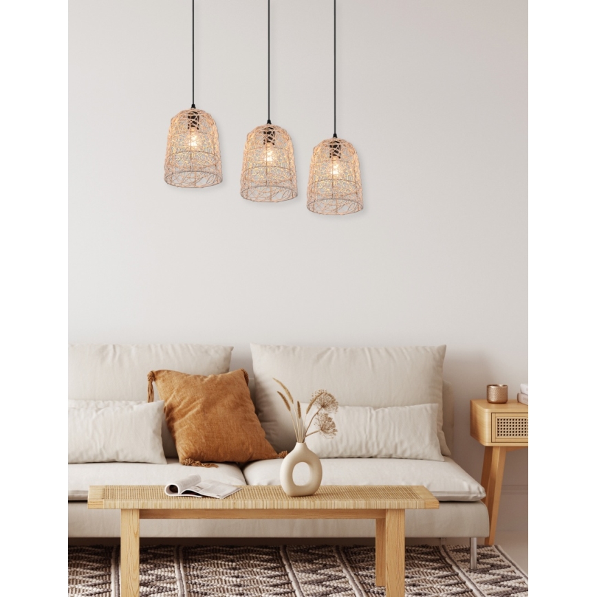 Reality - Lustră suspendată pe cablu LOVIS, 3xE27/40W/230V, negru