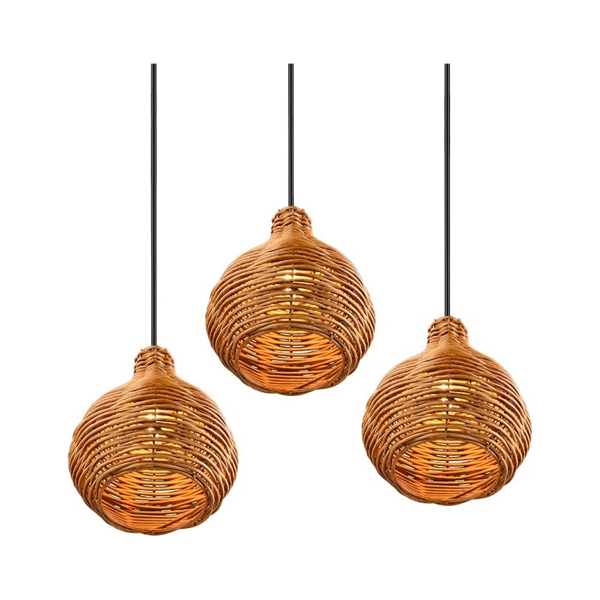 Reality - Lustră suspendată pe cablu SPROUT 3xE14/40W/230V maro/ratan