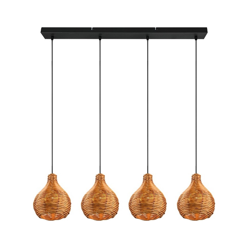 Reality SPROUT - Lustru suspendat pe cablu, 3x E14/40W/230V, maro/ratan