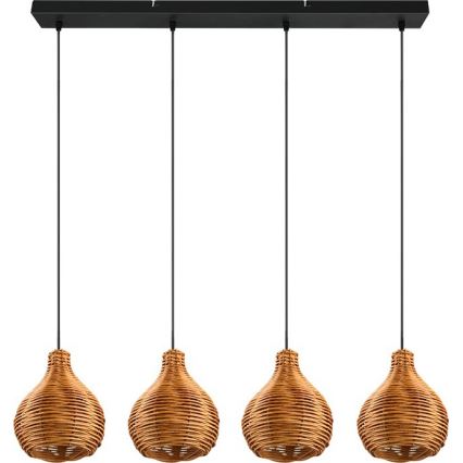 Reality SPROUT - Lustru suspendat pe cablu, 3x E14/40W/230V, maro/ratan