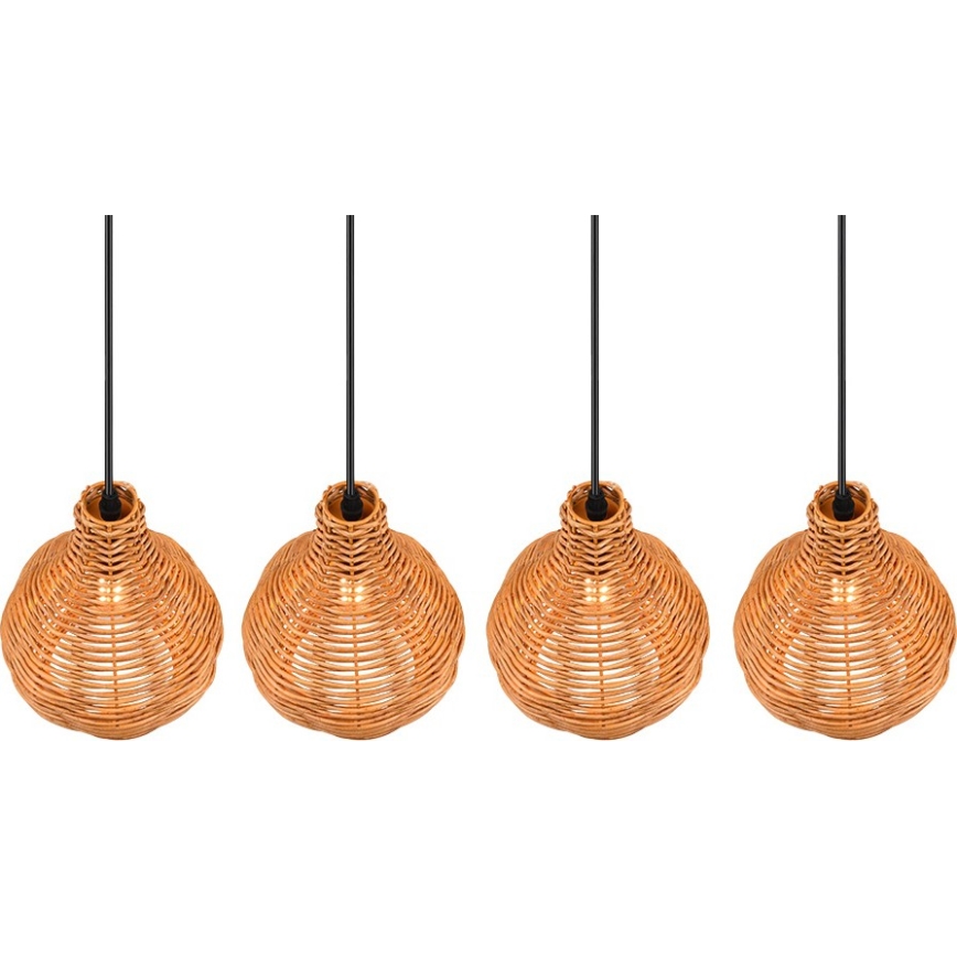 Reality SPROUT - Lustru suspendat pe cablu, 3x E14/40W/230V, maro/ratan