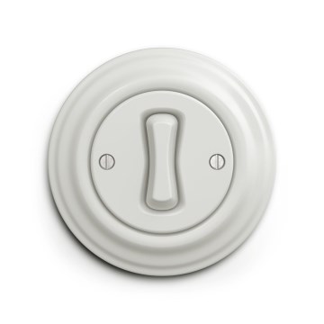 Reblig - Buton retro cu ramă, din ceramică, alb