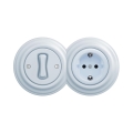 Reblig - Comutator unipolar retro nr. 1 și priză SCHUKO 230V cu ramă, albastru