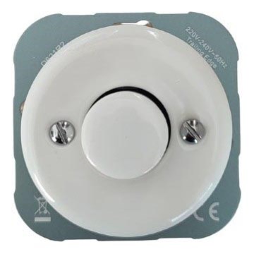 Reblig - Dimmer retro din porțelan, fără ramă, 250V/10A, alb