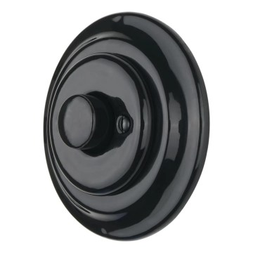 Reblig - Dimmer rotativ retro din porțelan cu ramă 250V/10A, negru