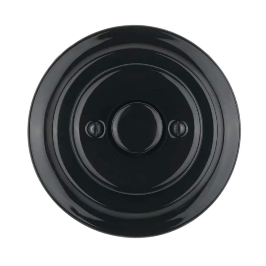 Reblig - Dimmer rotativ retro din porțelan cu ramă 250V/10A, negru
