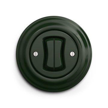 Reblig - Întrerupător dublu retro pentru scări, cu ramă nr. 6+6, verde