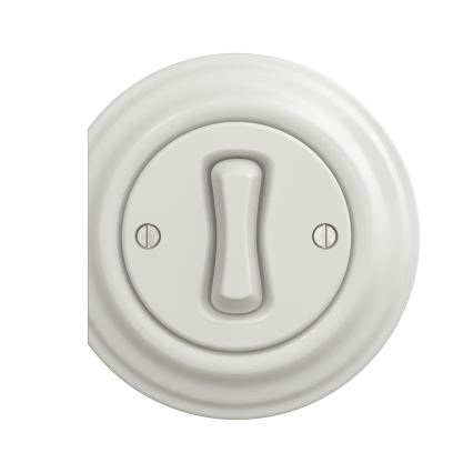 Reblig - Întrerupător încrucișat retro fără ramă nr. 7, alb ceramic
