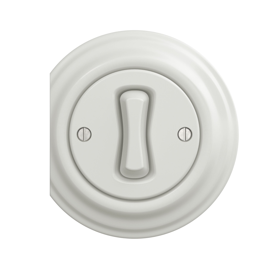 Reblig - Întrerupător încrucișat retro fără ramă nr. 7, alb ceramic
