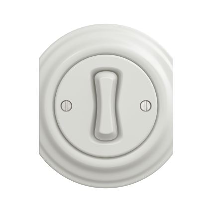 Reblig - Întrerupător încrucișat retro fără ramă nr. 7, alb ceramic