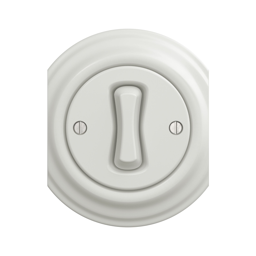 Reblig - Întrerupător încrucișat retro fără ramă nr. 7, alb ceramic