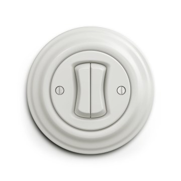 Reblig - Întrerupător retro în serie cu ramă nr. 5, alb ceramic