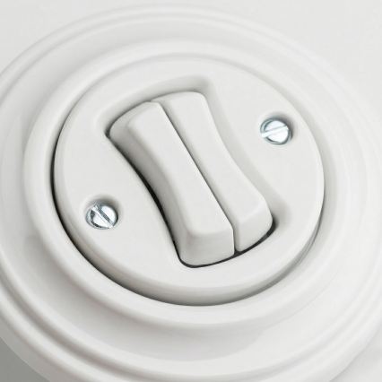 Reblig - Întrerupător retro în serie cu ramă nr. 5, alb ceramic
