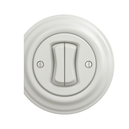Reblig - Întrerupător retro în serie fără ramă nr. 5 alb ceramic
