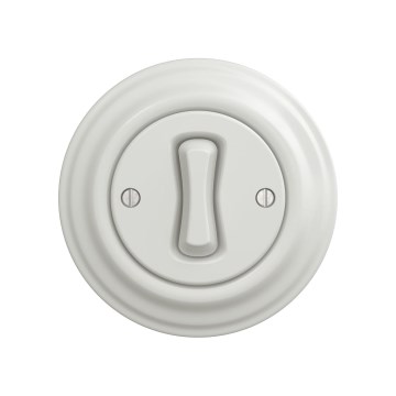 Reblig - Întrerupător retro unipolar cu ramă nr. 1, alb ceramic