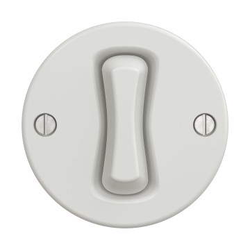 Reblig - Întrerupător unipolar retro fără ramă, din ceramică, alb, nr. 1