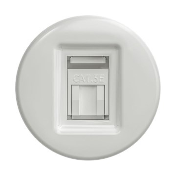 Reblig - Priză de date retro, ceramică, fără ramă, albă