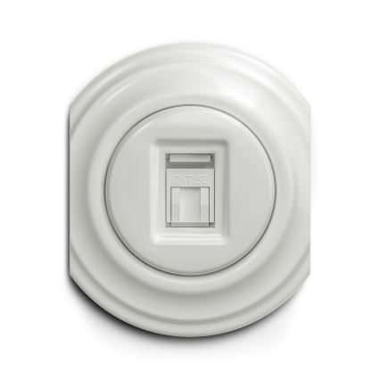 Reblig - Priză de date retro, ceramică, fără ramă, albă