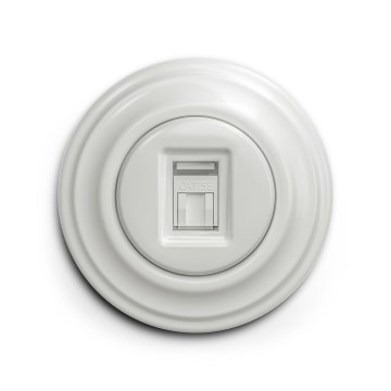 Reblig - Priză de date retro cu ramă ceramică albă