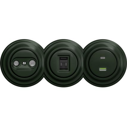 Reblig - Priză de date retro, fără ramă, verde