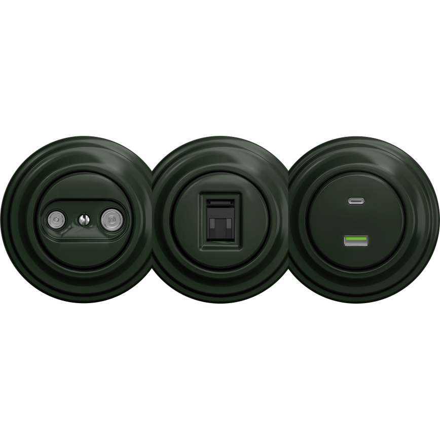 Reblig - Priză de date retro, fără ramă, verde