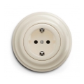 Reblig - Priză de perete retro cu ramă SCHUKO 230V/16A, bej