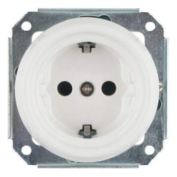 Reblig - Priză de perete retro din porțelan fără ramă SCHUKO 250V/16A albă