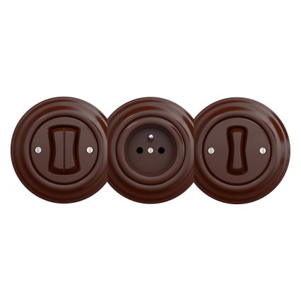 Reblig - Priză de perete retro SCHUKO 230V/16A, fără ramă, maro