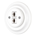 Reblig - Priză Ethernet retro din porțelan cu cadru, 2x CAT5e, alb