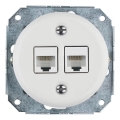 Reblig - Priză Ethernet retro din porțelan, fără ramă, 2x CAT.5E, albă