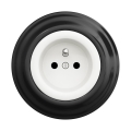 Reblig - Priză retro de perete cu ramă 230V alb zăpadă/negru