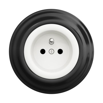 Reblig - Priză retro de perete cu ramă 230V alb zăpadă/negru