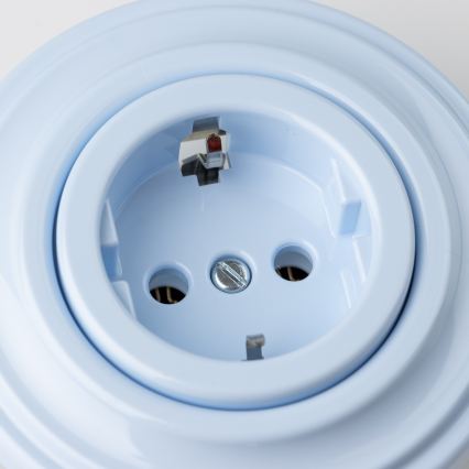 Reblig - Priză retro de perete cu ramă SCHUKO, 230 V/16 A, albastră