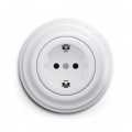 Reblig - Priză retro de perete cu ramă SCHUKO 230V/16A, alb zăpadă