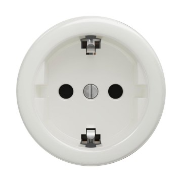 Reblig - Priză retro de perete SCHUKO 230V/16A, ceramică, albă, fără ramă