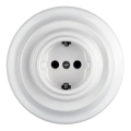 Reblig - Priză retro din porțelan cu ramă SCHUKO 250V/16A albă