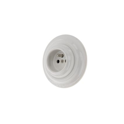 Reblig - Priză retro din porțelan pentru locuință, cu ramă, 250V/16A, albă