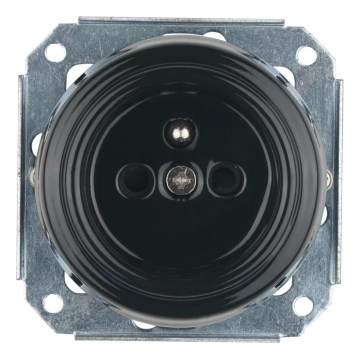 Reblig - Priză retro din porțelan, pentru uz casnic, fără ramă, 250V/16A, neagră