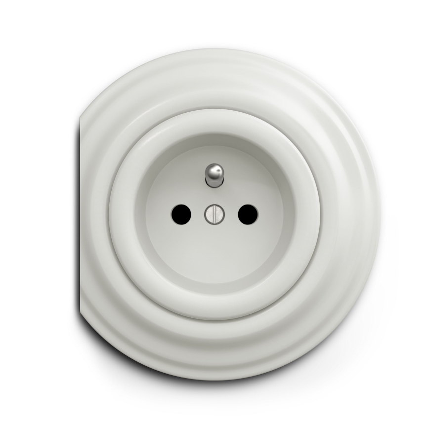 Reblig - Priză retro fără ramă, ceramică, 230 V, albă