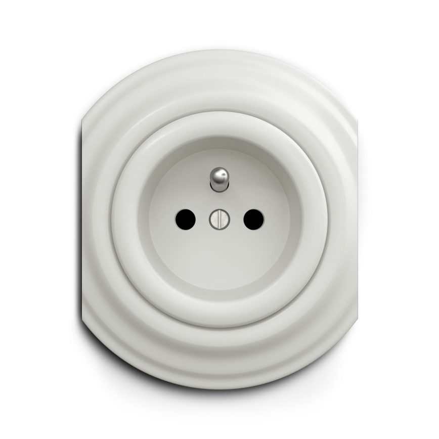 Reblig - Priză retro fără ramă, ceramică, 230 V, albă